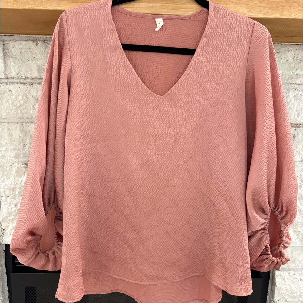 Tyche Dusty Rose V-Neck Blouse
